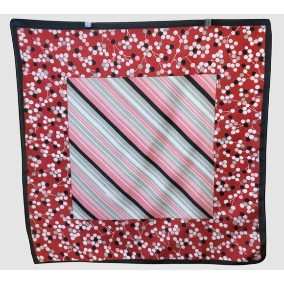 Polyester 25 in Square Vintage Scarf with Abstract Berries & Stripes Italy - Picture 1 of 5